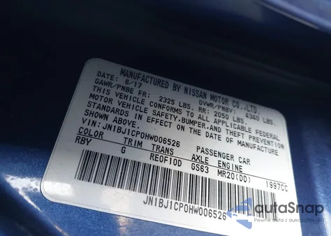 2017 Nissan Rogue Sport S z USA, uszkodzony, nr VIN JN1BJ1CP0HW006526